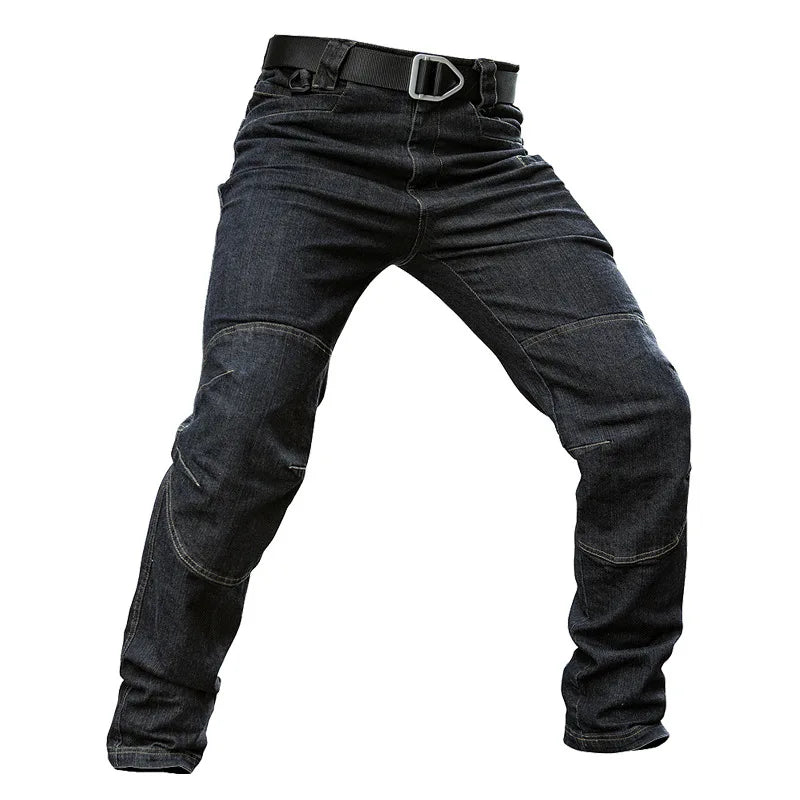 Men's Jeans Pants Fall Military Straight Denim Tactical Long Trousers Stretch City Security Special Force Combat Pant Trousers