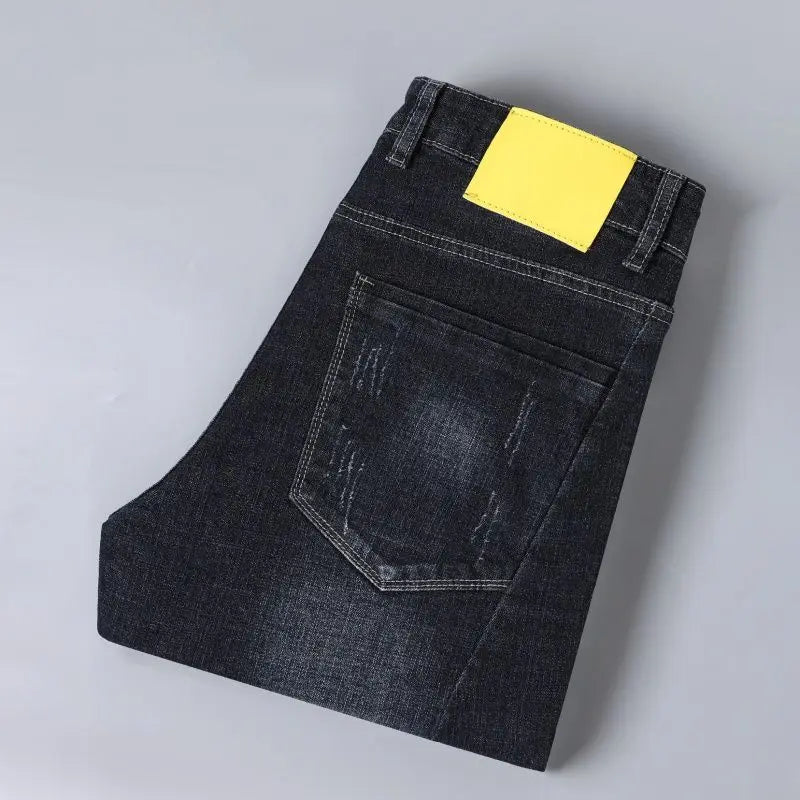 Men's jeans stretch fashionable black pants slim fit straight leg pants