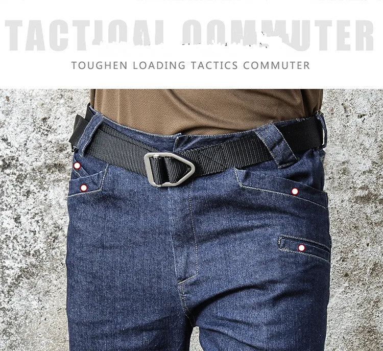 Men's  Jeans Pants Fall Military Straight Denim Tactical Long Trousers Stretch City Security Special Force Combat Pant Trousers