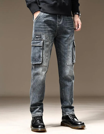 Jeans for Men Straight Male Cowboy Pants with Pockets Trousers Cargo Regular Aesthetic New in Stacked Korean Fashion Trend 2025