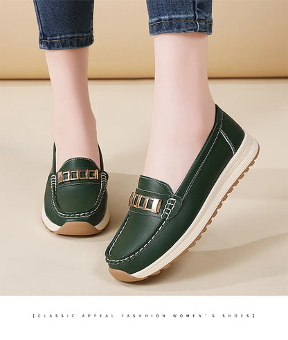 Ladies' large size 44 casual sports shoes, breathable and fashionable loafers, women's shoes, 100% genuine leather casual shoes
