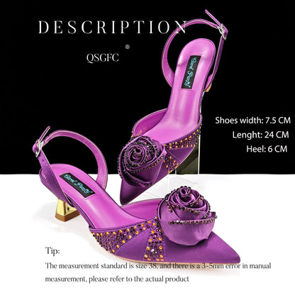 High Quality Women's Pumps Handmade Flowers Fashion Design For Nigeria Wedding Party Ladies Shoes