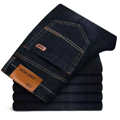 Men Fashion Straight Jeans Men 2025 New Stretch Slim Fit Pants Comfortable Soft Business Denim Trousers Male Brand Clothing