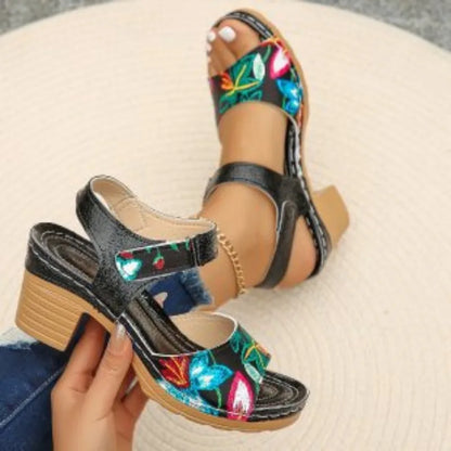 Ladies Shoes 2024 Fashion Summer Women's Sandals Outdoor Mixed Colors Open Toe Chunky Heels Large Size 43 Rome Sandals Women