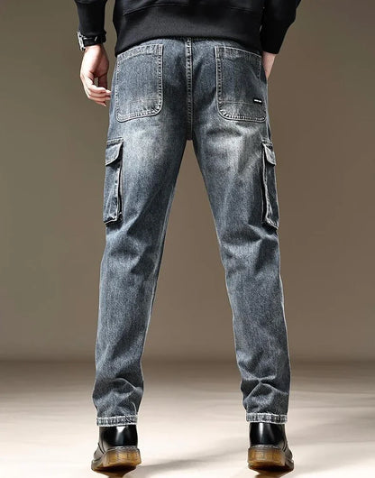Jeans for Men Straight Male Cowboy Pants with Pockets Trousers Cargo Regular Aesthetic New in Stacked Korean Fashion Trend 2025
