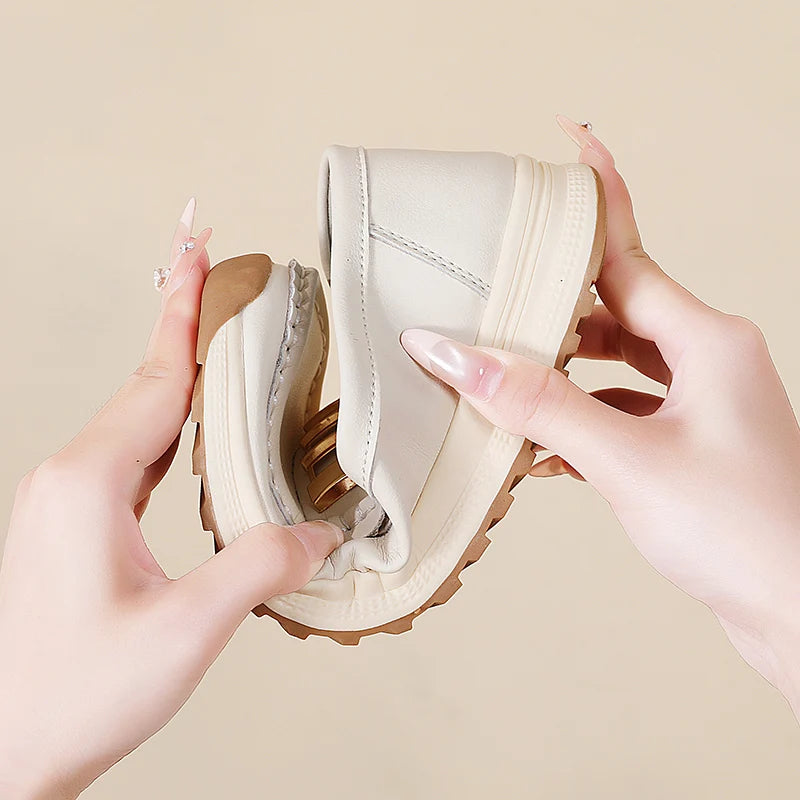 Ladies' large size 44 casual sports shoes, breathable and fashionable loafers, women's shoes, 100% genuine leather casual shoes