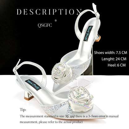 High Quality Women's Pumps Handmade Flowers Fashion Design For Nigeria Wedding Party Ladies Shoes