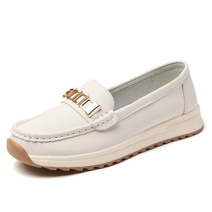 Ladies' large size 44 casual sports shoes, breathable and fashionable loafers, women's shoes, 100% genuine leather casual shoes