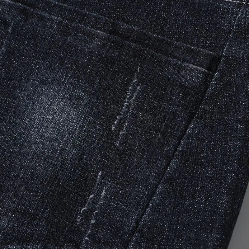 Men's jeans stretch fashionable black pants slim fit straight leg pants