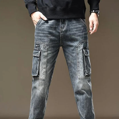 Jeans for Men Straight Male Cowboy Pants with Pockets Trousers Cargo Regular Aesthetic New in Stacked Korean Fashion Trend 2025