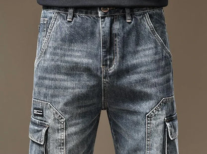 Jeans for Men Straight Male Cowboy Pants with Pockets Trousers Cargo Regular Aesthetic New in Stacked Korean Fashion Trend 2025