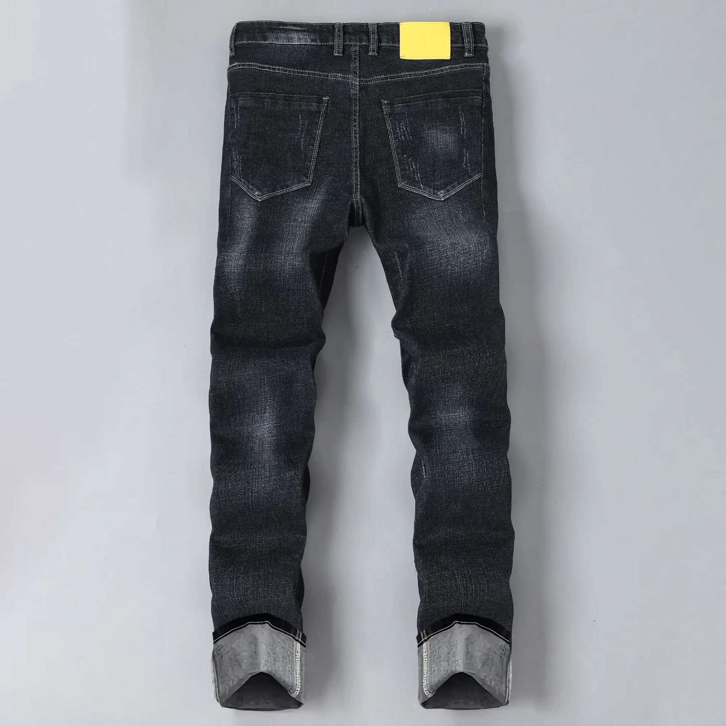 Men's jeans stretch fashionable black pants slim fit straight leg pants