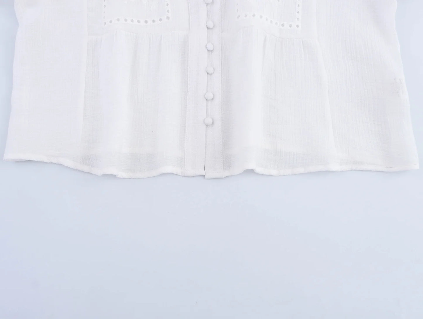 Women's clothing 2025 summer new product fashion European and American style hollow embroidery casual long-sleeved short shirt