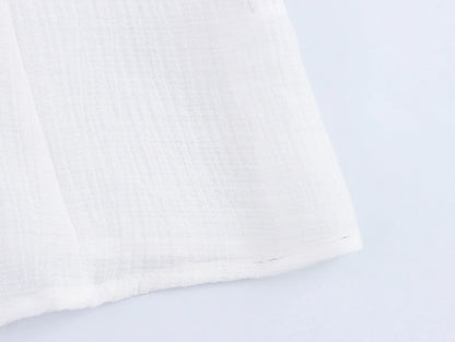 Women's clothing 2025 summer new product fashion European and American style hollow embroidery casual long-sleeved short shirt