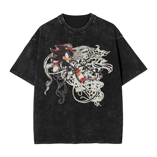 Washed T Shirts S-Shadows Cool H-Hedgehoged Hip Hop Retro T-Shirt Oversize Streetwear Printed Tops Tee Shirt for Men Women