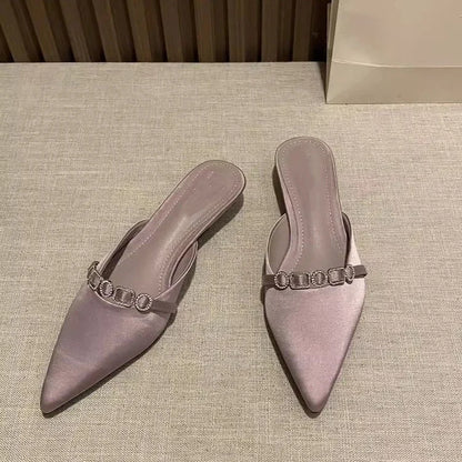 Ladies Slippers Fashion Women's Summer 2025 New Female Designer Closed Toe Pointed Sexy Dress Temperament Muller Shoes