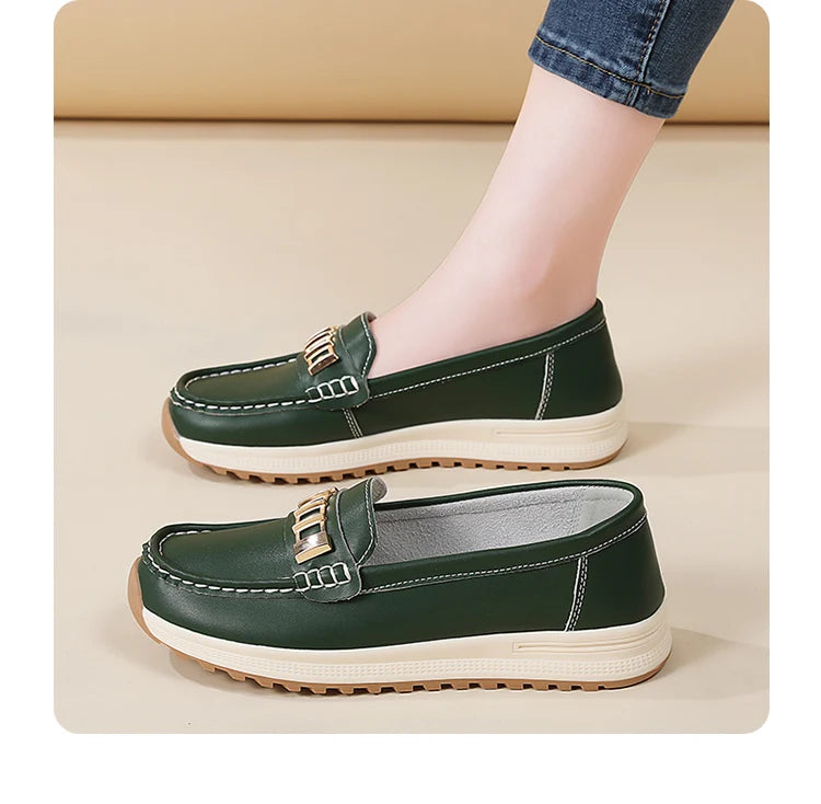 Ladies' large size 44 casual sports shoes, breathable and fashionable loafers, women's shoes, 100% genuine leather casual shoes
