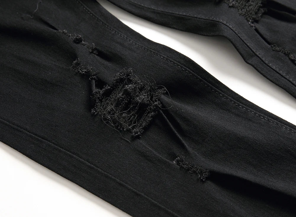 Jeans For Men Fashion Ripped Biker Skinny Jeans Men's clothing Denim Trousers High Street Slim Jogging jean Pants homme