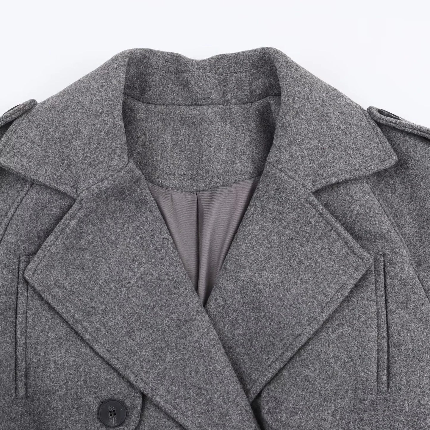 Women's clothing 2025 winter new casual loose long sleeved coat with waistband loop and double breasted coat