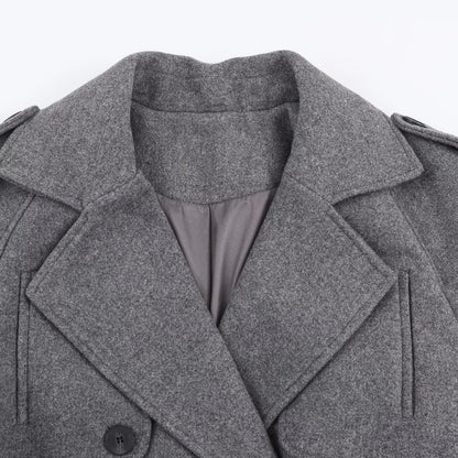 Women's clothing 2025 winter new casual loose long sleeved coat with waistband loop and double breasted coat