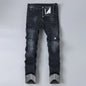 Men's jeans stretch fashionable black pants slim fit straight leg pants