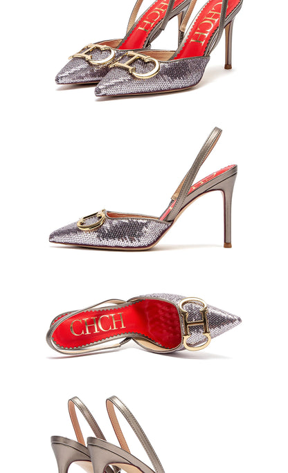 High heels luxury brand 2025 spring and summer new ladies shoes sexy girls party sandals