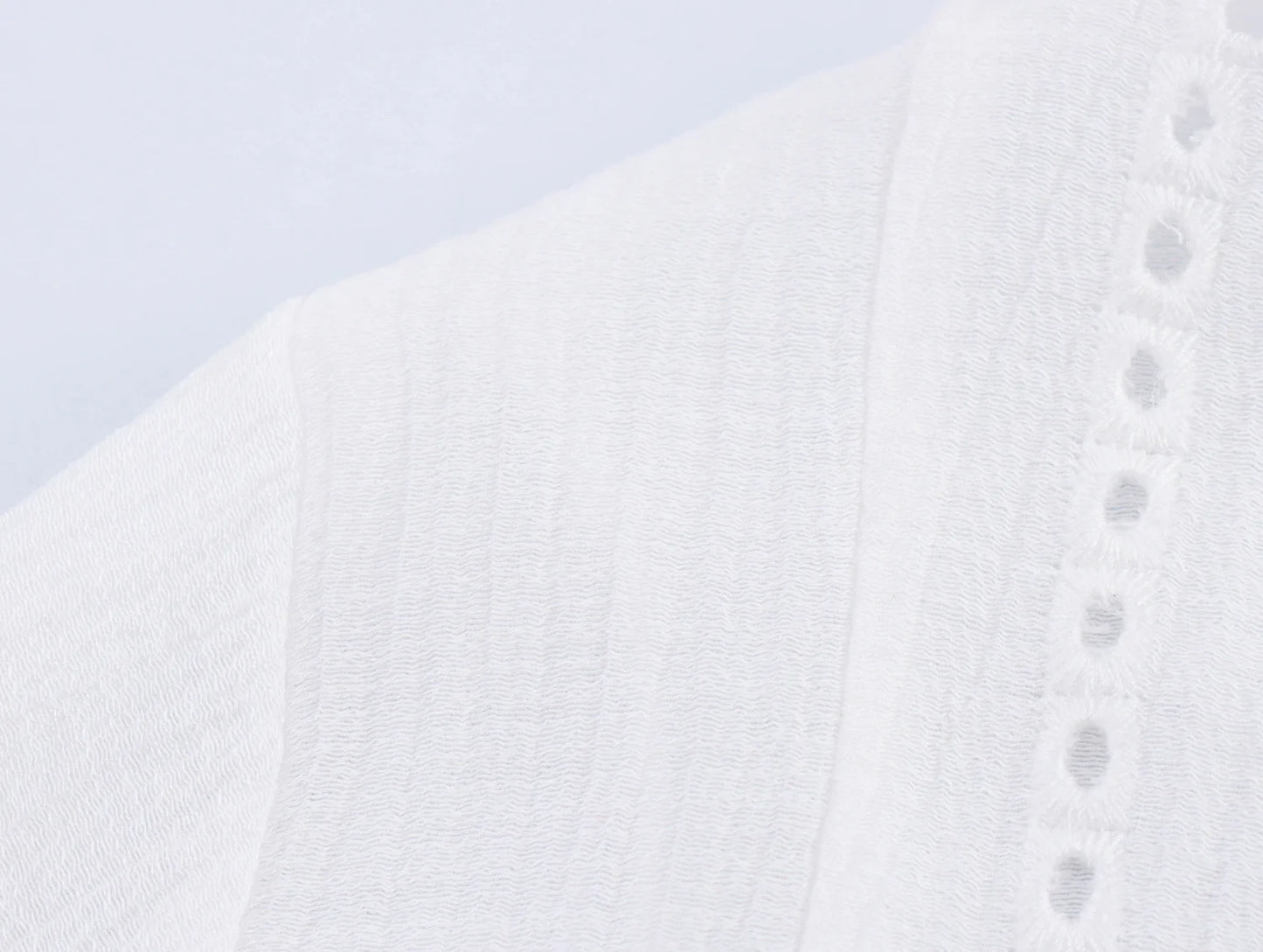 Women's clothing 2025 summer new product fashion European and American style hollow embroidery casual long-sleeved short shirt