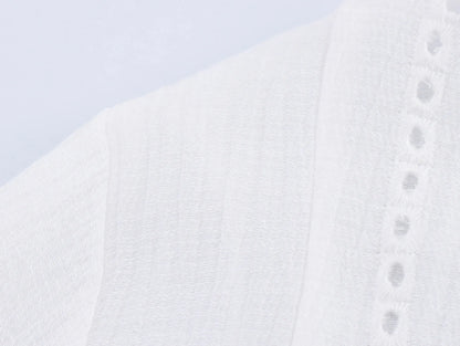 Women's clothing 2025 summer new product fashion European and American style hollow embroidery casual long-sleeved short shirt