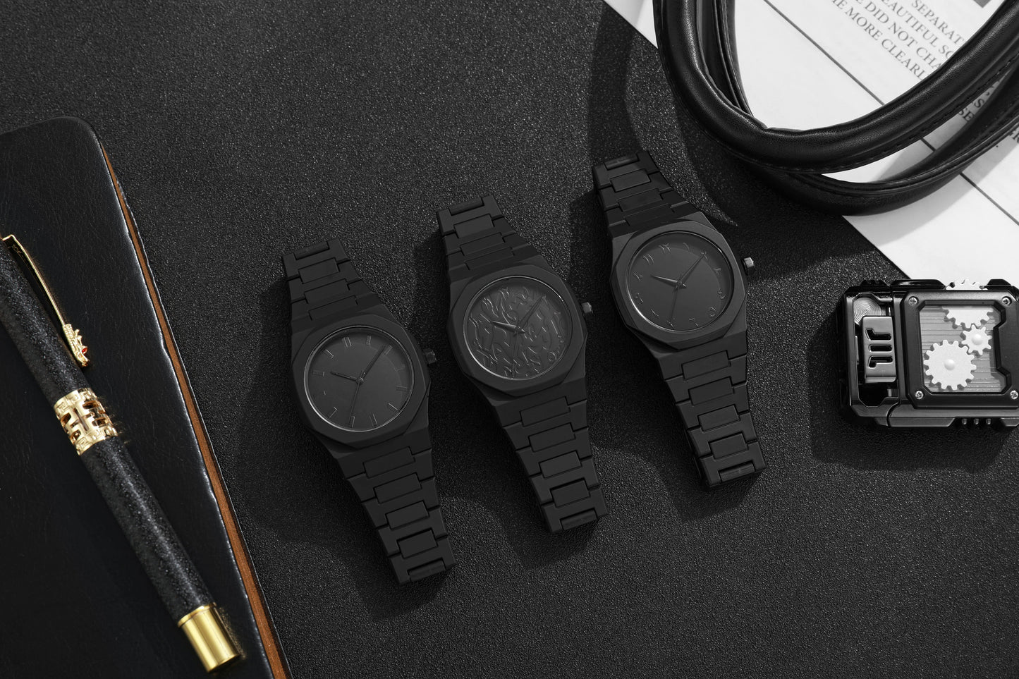 Modern Minimalist Personality Creative All-black Men's Watch Arabic Digital Sports Leisure Quartz Watch Unique Design Watch