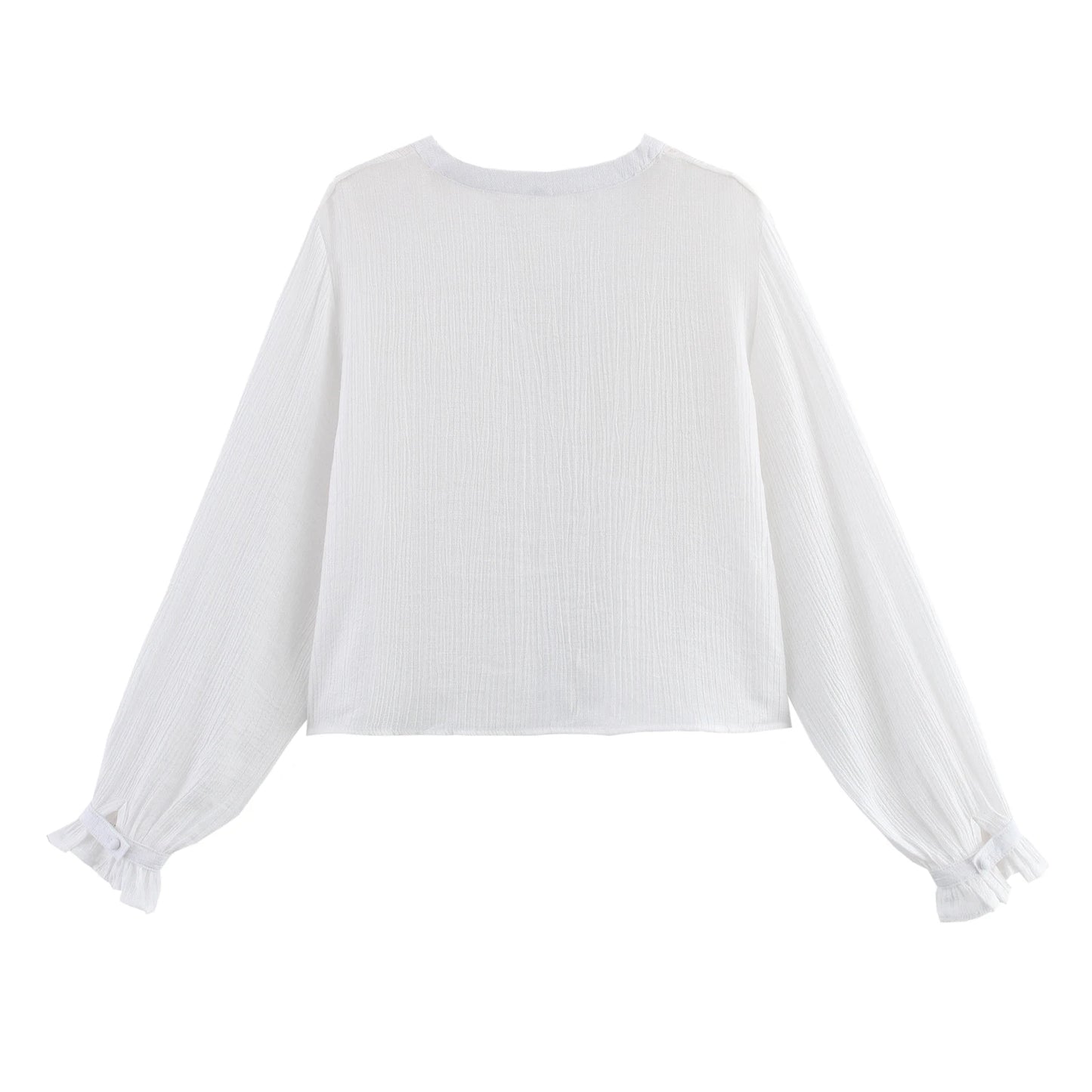 Women's clothing 2025 summer new product fashion European and American style hollow embroidery casual long-sleeved short shirt