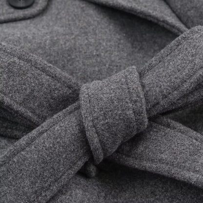 Women's clothing 2025 winter new casual loose long sleeved coat with waistband loop and double breasted coat