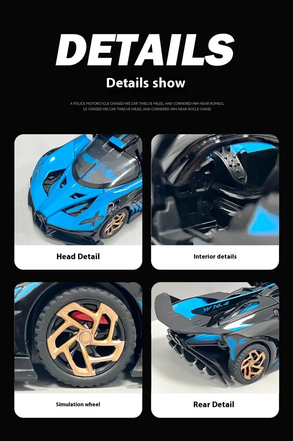 1:32 Bugatti Bolide Super Sports Car Diecast Model Car Alloy Metal Classic Collections Hobby Display Ornaments Trendy Toy Friend