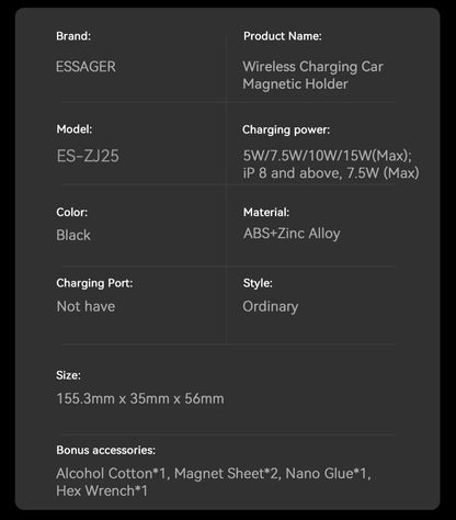 Essager Magnetic Wireless Charger Car Phone Holder 15W Fast Charging Easy Paste Mount Stand For Magsafe iPhone 15 14 13 Pro Max