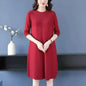 Women's Clothing Elegant All-match Solid Knit Dresses Autumn Winter New Casual Loose Long Sleeve Knee-Length Sweater Pullovers