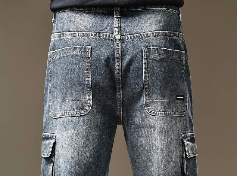 Jeans for Men Straight Male Cowboy Pants with Pockets Trousers Cargo Regular Aesthetic New in Stacked Korean Fashion Trend 2025