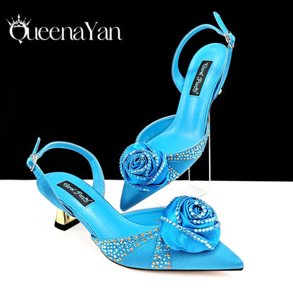 High Quality Women's Pumps Handmade Flowers Fashion Design For Nigeria Wedding Party Ladies Shoes