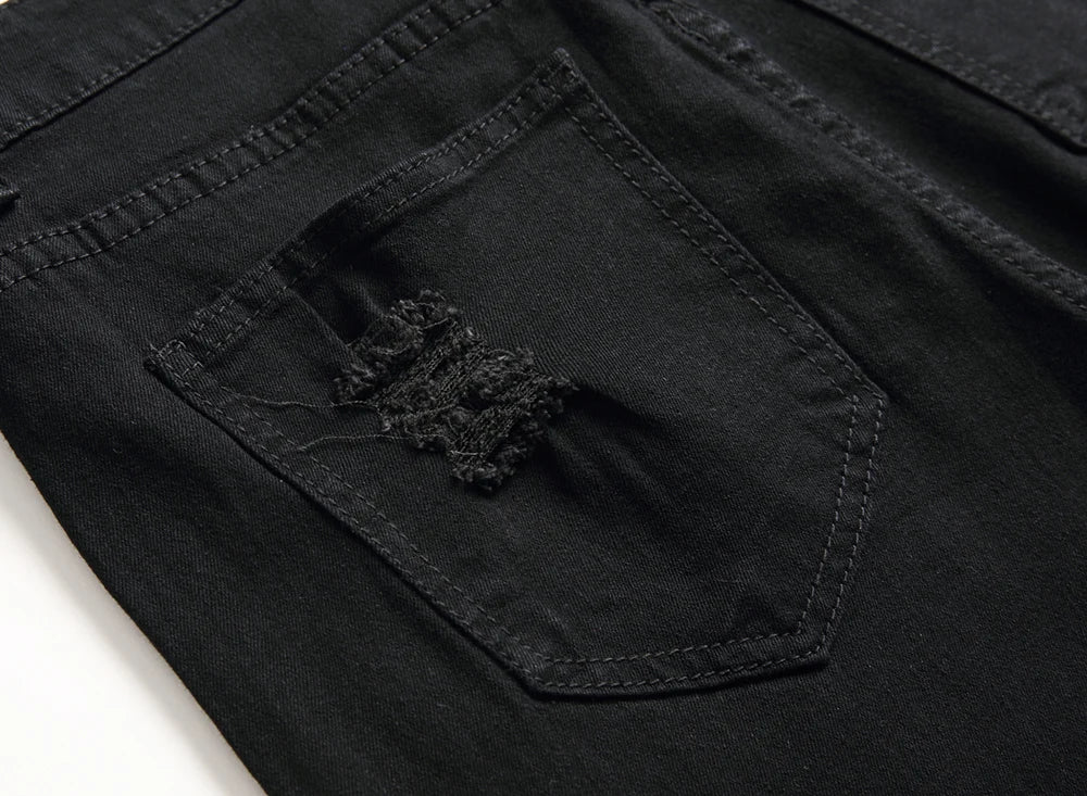 Jeans For Men Fashion Ripped Biker Skinny Jeans Men's clothing Denim Trousers High Street Slim Jogging jean Pants homme