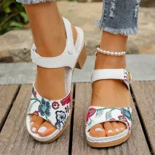 Ladies Shoes 2024 Fashion Summer Women's Sandals Outdoor Mixed Colors Open Toe Chunky Heels Large Size 43 Rome Sandals Women