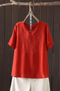 Women Clothing Streetwear Casual Fashion Elegant Cotton Linen Embroidery Vintage Clothes Tops Shirts for Women Tees