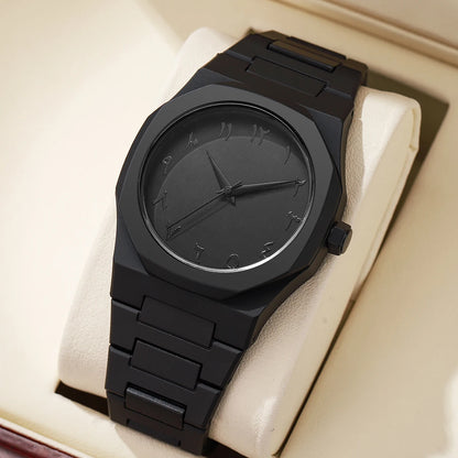 Modern Minimalist Personality Creative All-black Men's Watch Arabic Digital Sports Leisure Quartz Watch Unique Design Watch