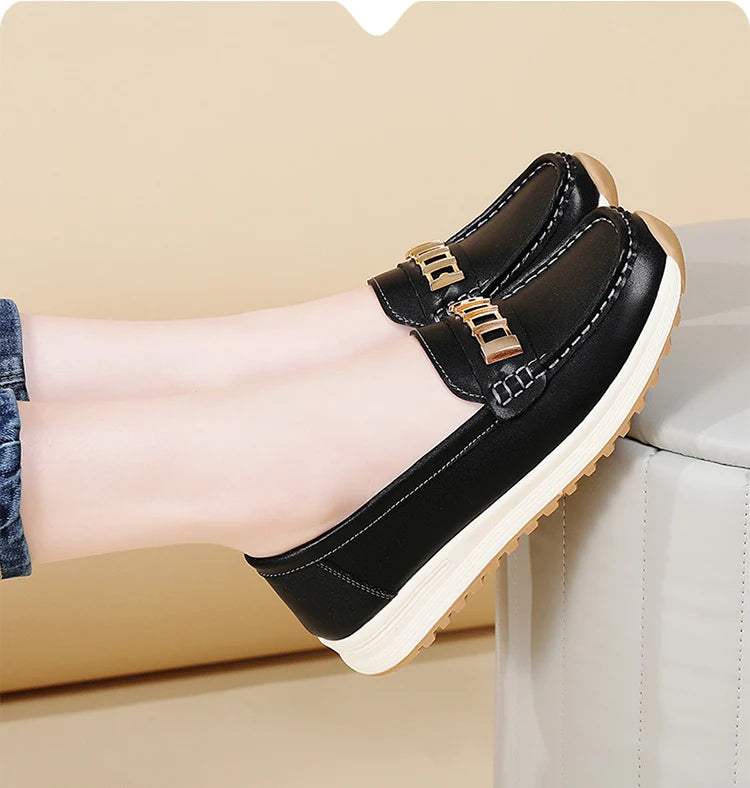 Ladies' large size 44 casual sports shoes, breathable and fashionable loafers, women's shoes, 100% genuine leather casual shoes