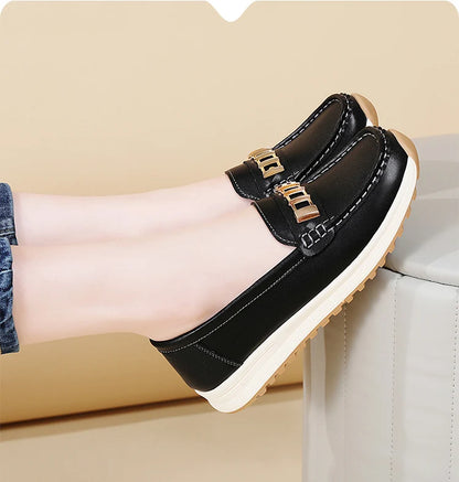 Ladies' large size 44 casual sports shoes, breathable and fashionable loafers, women's shoes, 100% genuine leather casual shoes