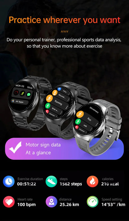 G.L Wear 2025 New Men's Smart Watch HD Display Health Tracking Bluetooth Calling Voice Assistant Sports Smartwatch