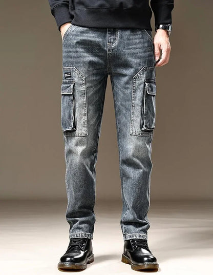 Jeans for Men Straight Male Cowboy Pants with Pockets Trousers Cargo Regular Aesthetic New in Stacked Korean Fashion Trend 2025