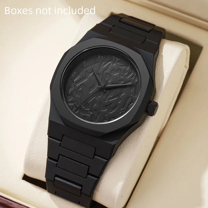 Modern Minimalist Personality Creative All-black Men's Watch Arabic Digital Sports Leisure Quartz Watch Unique Design Watch