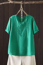 Women Clothing Streetwear Casual Fashion Elegant Cotton Linen Embroidery Vintage Clothes Tops Shirts for Women Tees