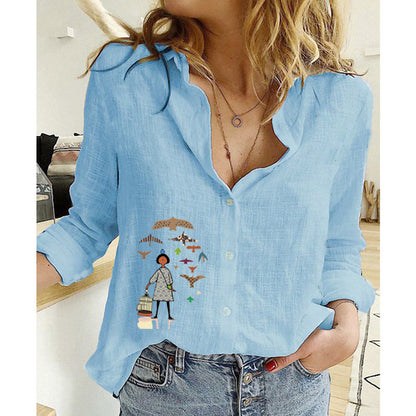 Women Clothing Shirts for Women Tops Tshirts Cotton Linen Casual Fashion Clothes Tees Spring Elegant Streetwear Autumn