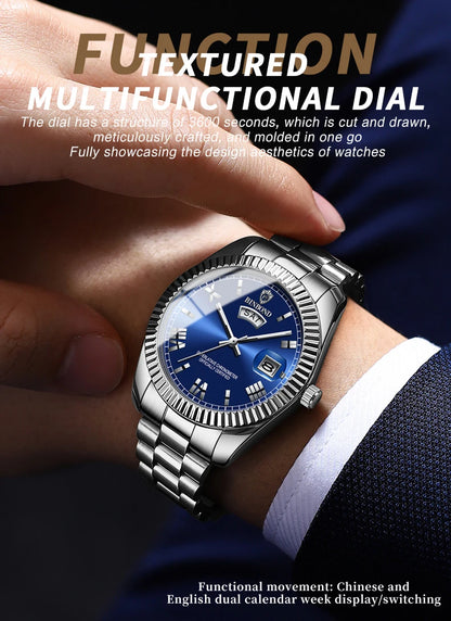 BINBOND Brand Mens Business Sports Quartz Watch Classic Waterproof Luminous Calendar Creative Clock Male Personalized Wristwatch