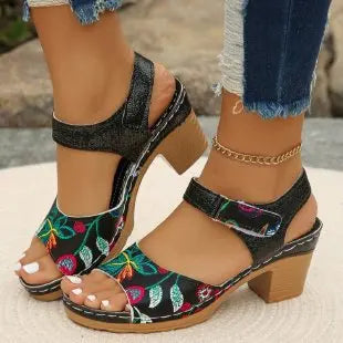 Ladies Shoes 2024 Fashion Summer Women's Sandals Outdoor Mixed Colors Open Toe Chunky Heels Large Size 43 Rome Sandals Women