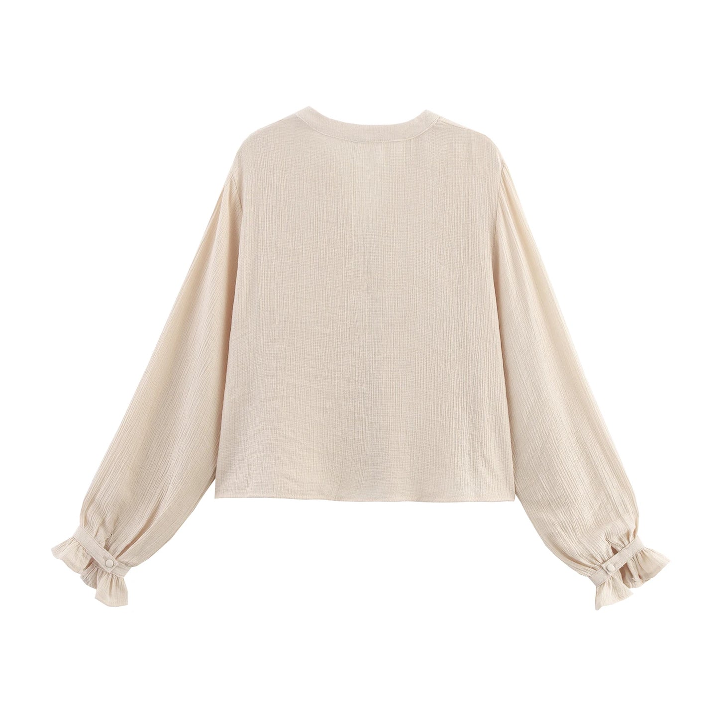 Women's clothing 2025 summer new product fashion European and American style hollow embroidery casual long-sleeved short shirt